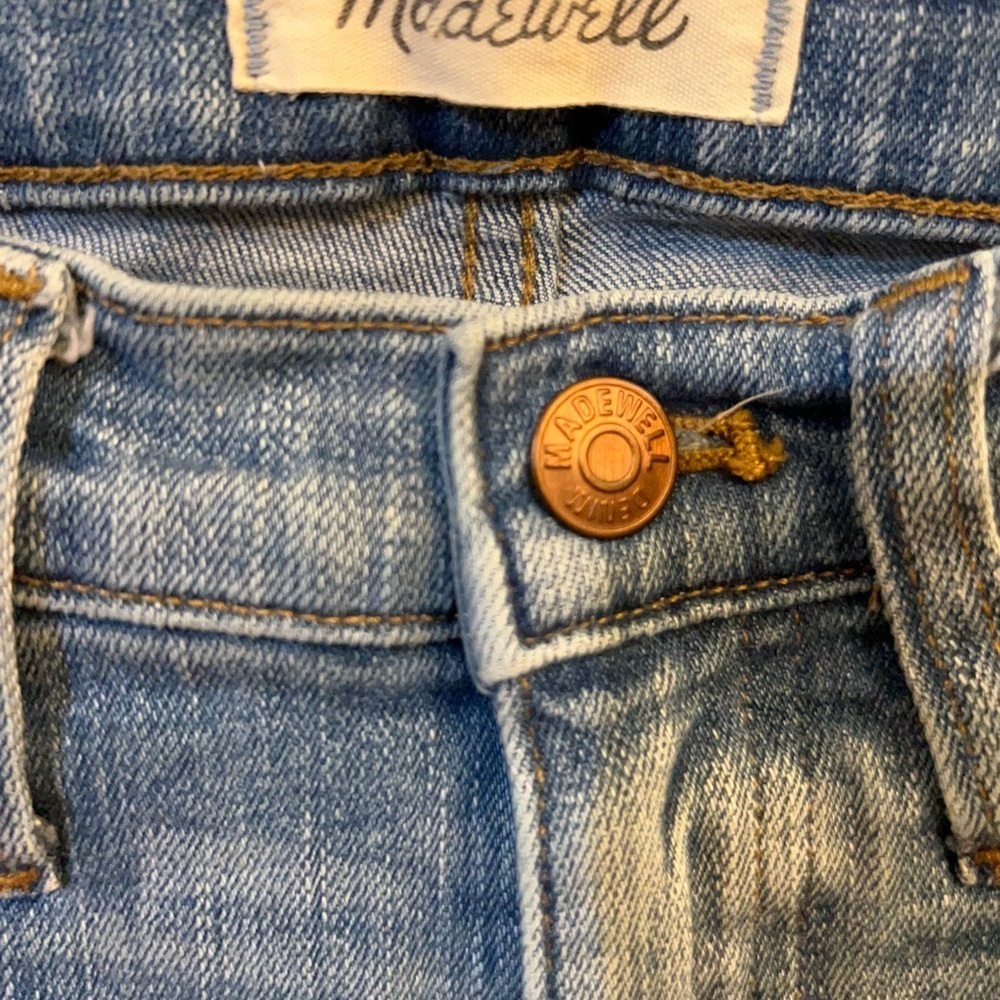 Madewell High Rise Skinny Blue Jeans Distressed Hem Edition With Rips - Picture 4 of 12